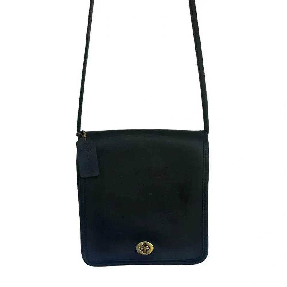Coach Vintage Black Leather Compact Pouch C4B-9620